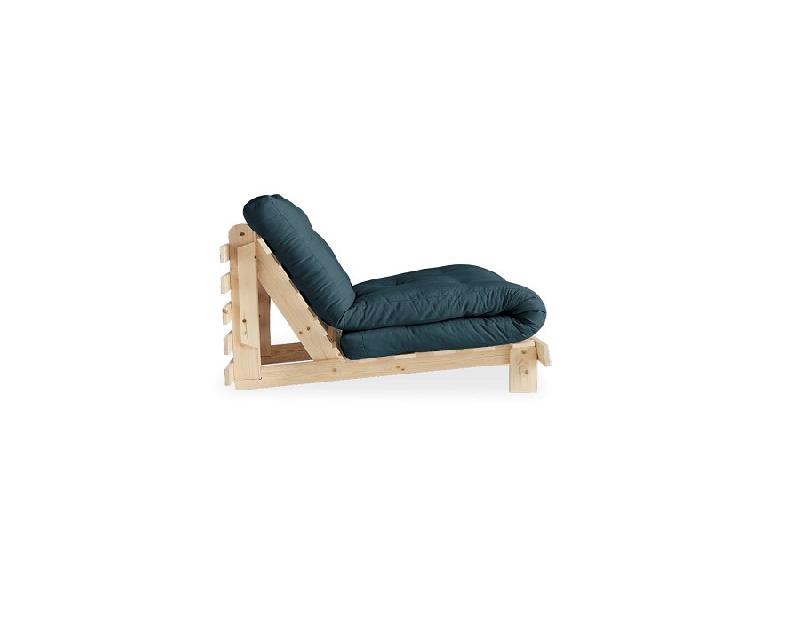 Fauteuil convertible futon ROOTS - Pin naturel - Coloris bleu pétrole - Couchage 90 x 200 cm - Design japonais et scandinave_4
