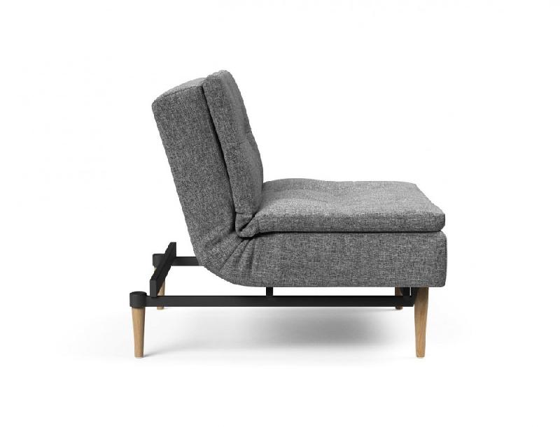Fauteuil design Dublexo Styletto convertible lit 90x115 cm - pieds chêne naturel - tissu Twist Charcoal_4