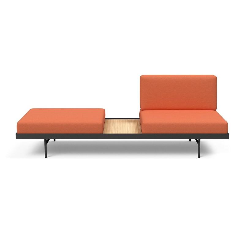 INNOVATION LIVING - Canapé design convertible lit Puri 195x80 cm en tissu Argus Rust avec table en chêne_4