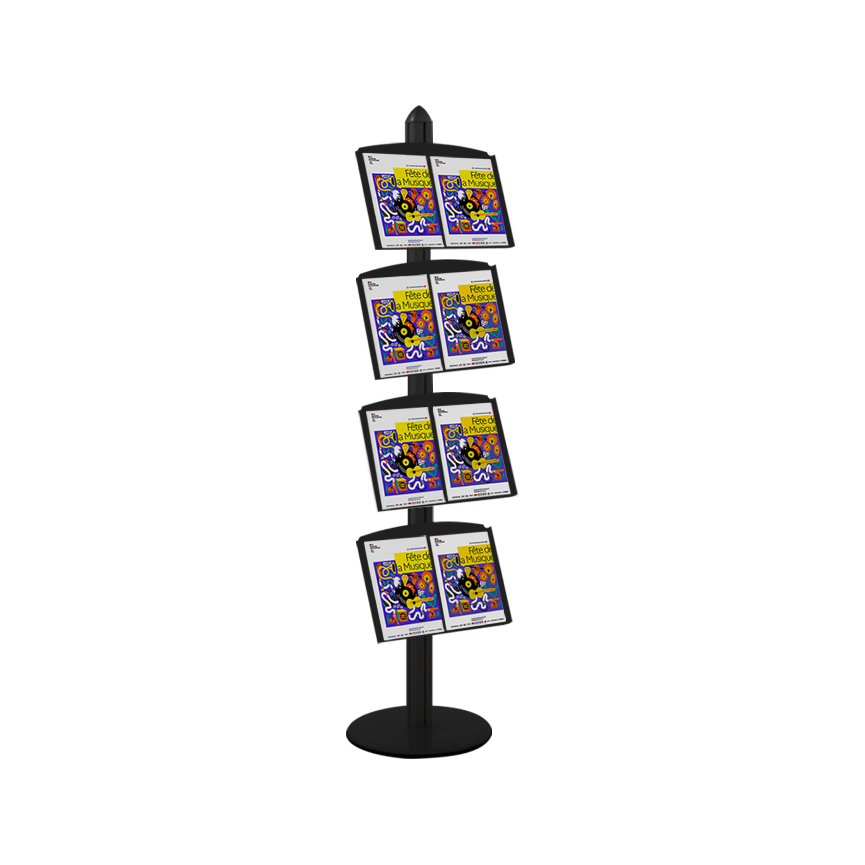 Présentoir Visual-Displays® gris - 4 étagères en métal inclinées - Réf : 214606M_4