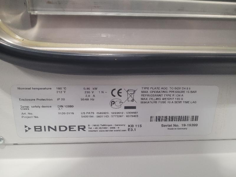 Incubateur / étuve réfrigéré BINDER KB-115 avec convection forcée 100°C_4