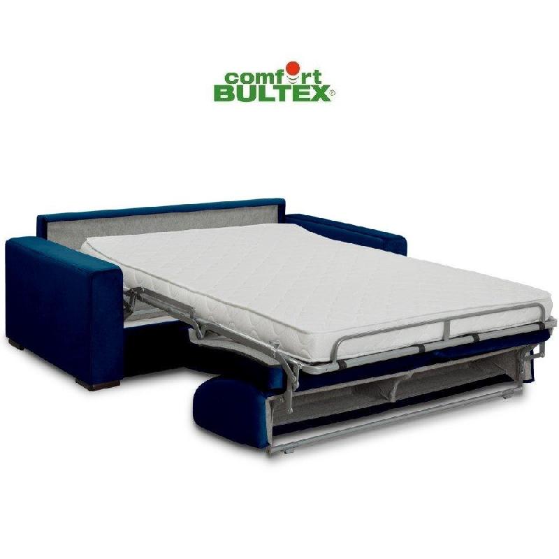 Canapé convertible express VOLOUTO - Matelas comfort BULTEX® 140x195cm - Sommier lattes RENATONISI - Velours bleu_4