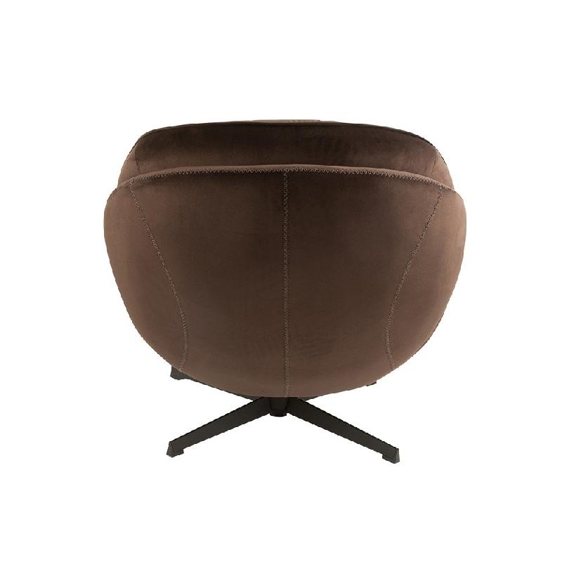 Fauteuil relax Marianah marron - style contemporain avec structure en bois et assise capitonnée en velours_4