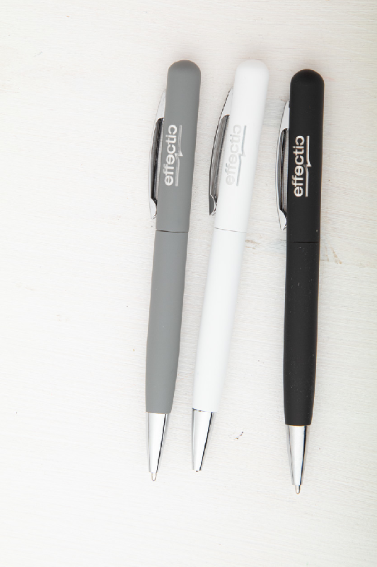 Stylo à bille twist en métal - finition caoutchoutée - encre bleue - gravure laser effet miroir_4