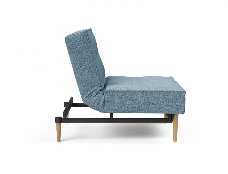 Fauteuil convertible Innovation Living Splitback Styletto - Lit 90x115 cm, pieds chêne naturel, tissu Mixed Dance Light Blue_4