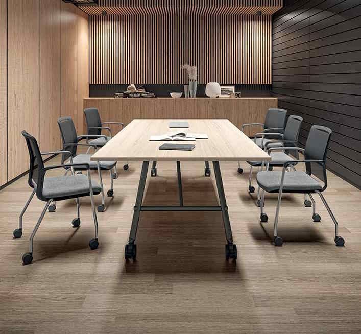 Table Serenity - plateau rabattable, roulettes, finitions personnalisables - idéale pour bureaux et espaces de réunion_4