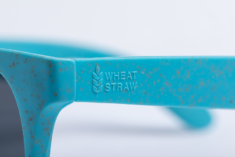 Lunettes de soleil en plastique écologique - paille de blé - protection UV400 - couleur bleue - 18g_4
