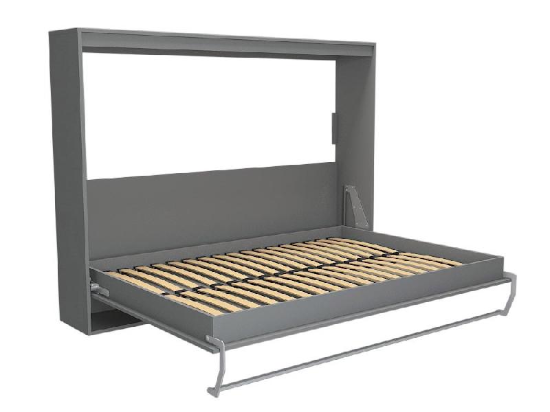 Armoire lit horizontale escamotable STRADA-V2 gris graphite mat - couchage quotidien 90x200 cm_4