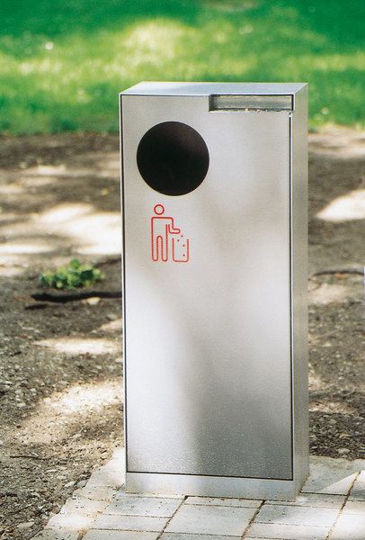 Cs211 - Poubelle publique MMCité 1 a.S. - corps en acier galvanisé, cendrier inox avec éteignoir à cigarettes, 55L, couvercle verrouillable_4