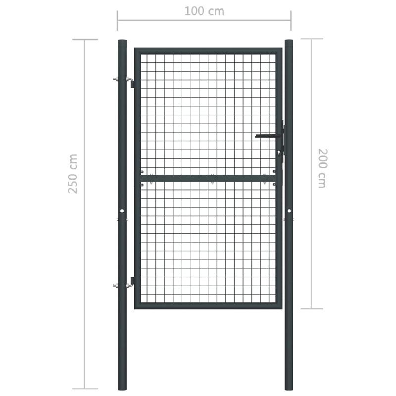 Vidaxl portail en maille de jardin acier galvanisé 100 x 250 cm gris 145775_4