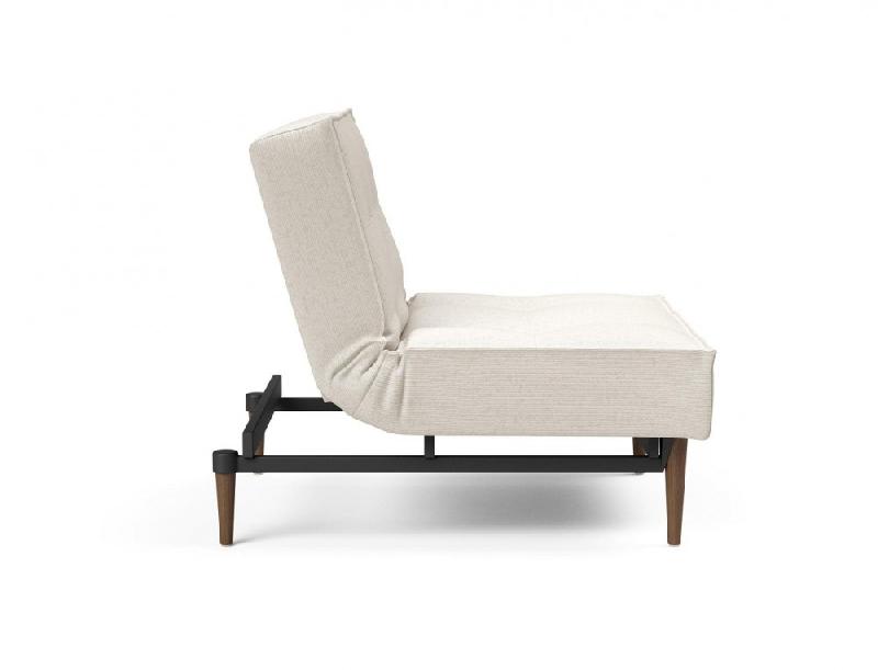 Innovation Living - Fauteuil Splitback Styletto Convertible Lit 90x115 cm - Pieds Fuseau Noyer - Tissu Bouclé Off White_4