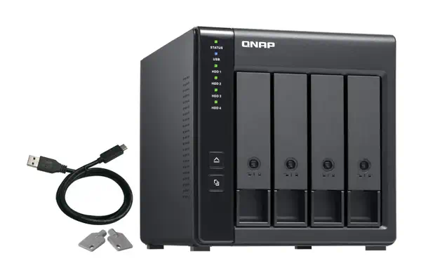 QNAP TR-004 Boîtier de disques de stockage Boîtier disque dur/SSD Noir 2.5/3.5
