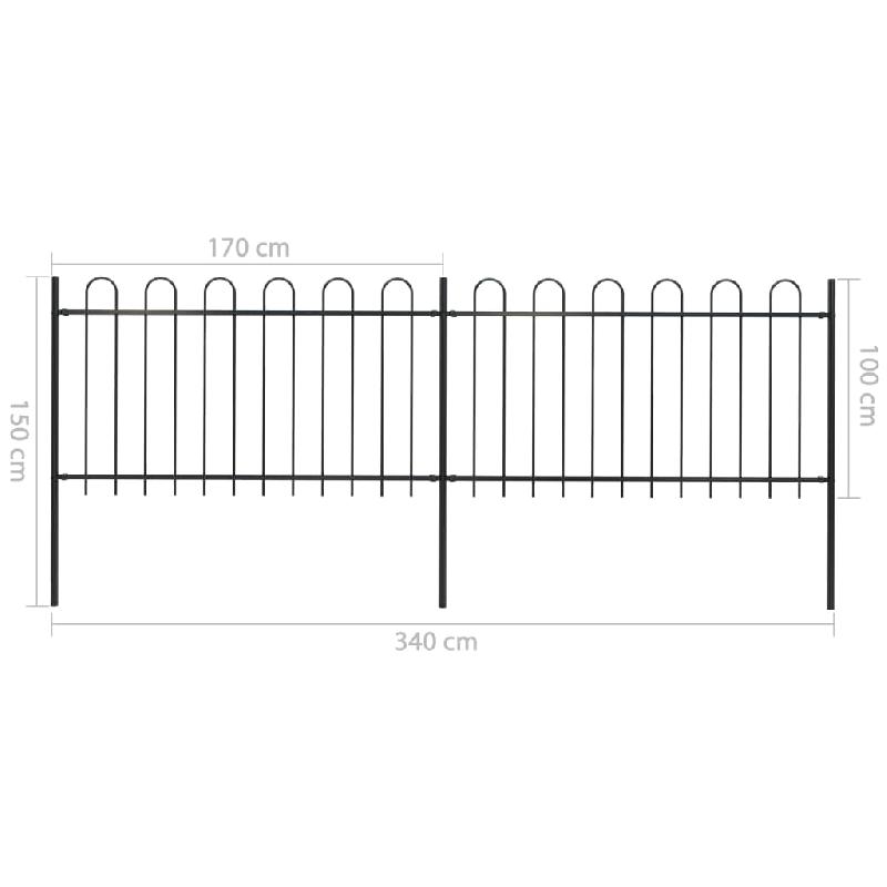 Vidaxl clôture de jardin avec dessus en cerceau acier 3,4 x 1 m noir 277657_4