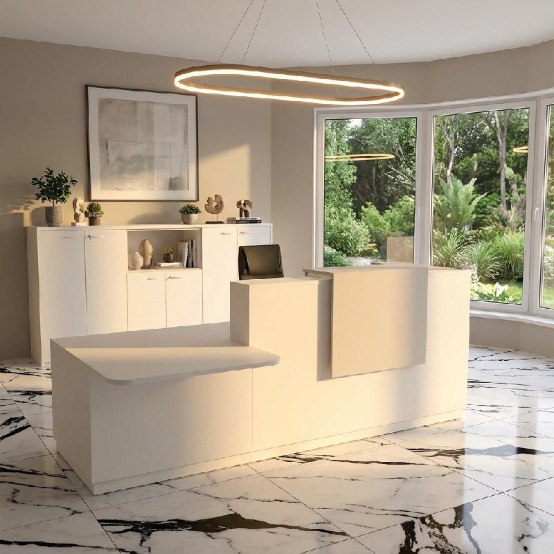 Banque d'accueil Design & Ergonomique : La solution idéale pour Cabinets Médicaux - Blanc, Gauche, Non, 282, Gris aluminium_0