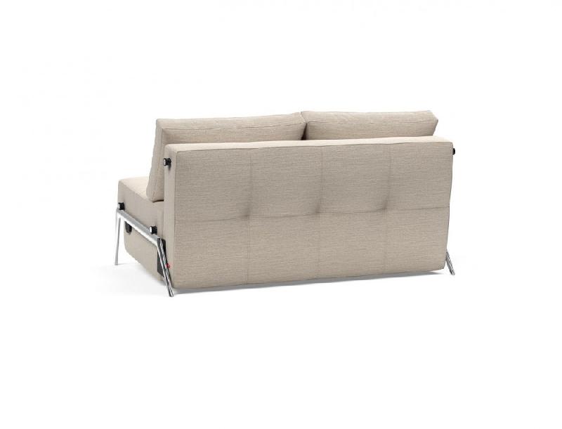 Innovation Living - Canapé design Cubed 02 Alu convertible 200x140 cm - Tissu gris sable Blida - Confort moelleux et faible encombrement_4