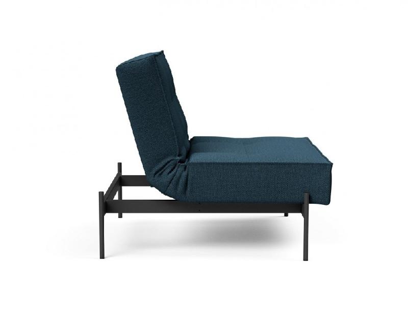 Fauteuil design convertible SPLITBACK - Innovation Living - Argus Navy Blue - Lit 90x115 cm - Pieds acier noir mat_4