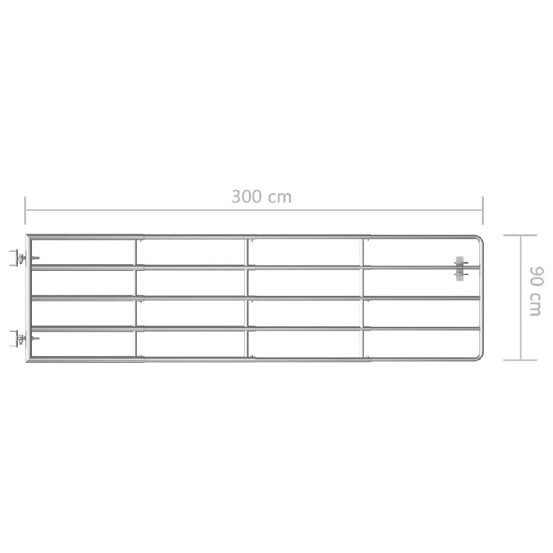 Vidaxl portillon à 5 barres acier (115-300)x90 cm argenté 145986_4