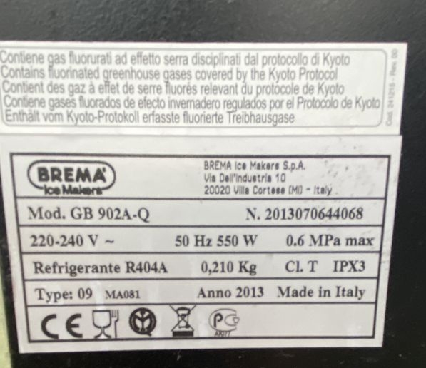 Appareil à glace pilée d'occasion Brema série GB902A-Q