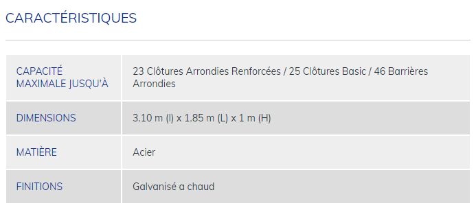 Rack métallique pour stockage de clôtures mobiles