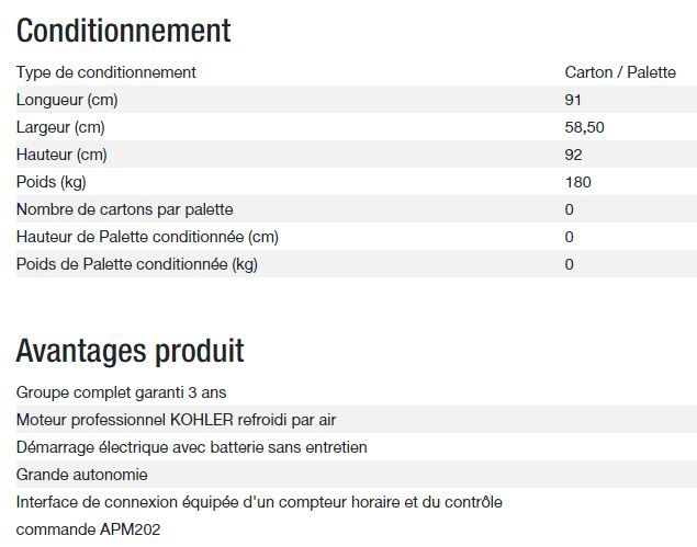 Technic 10000 E AVR - Groupe électrogène Kohler - Monophasé - Puissance max 10,30 kW - 50 Hz_4
