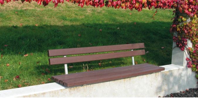 Banc public en plastique recyclé hanit - PRATO - marron, sans pieds, 200 cm - armature en acier zingué_4