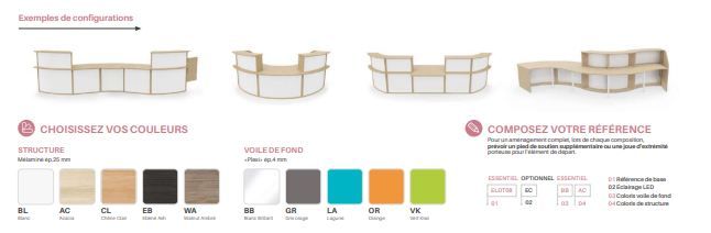 Banque d'accueil personnalisable avec éclairage LED - Gamme ÉLÉGANCE - Structure mélaminée haute qualité_4