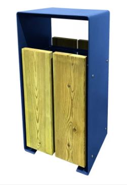 Corbeille publique Taulo 60 L - Lames en pin traité autoclave - Structure en acier peint - Vidage par basculement_4