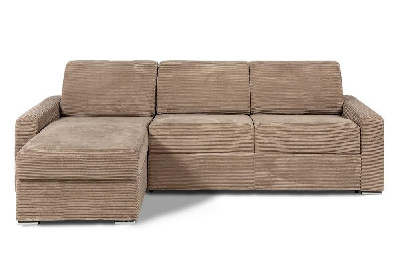 Canapé d'angle convertible EXPRESS DREAMER 120 cm - Matelas 16 cm en velours côtelé caramel avec méridienne modulable et coffre de rangement_4