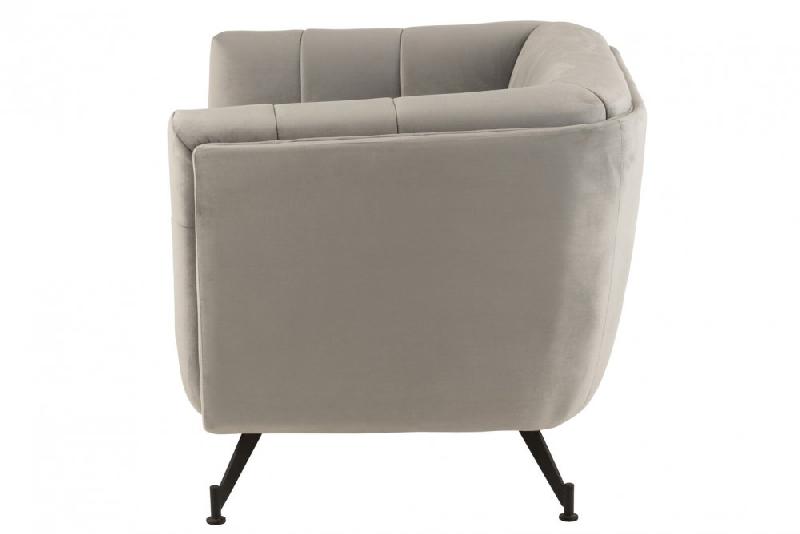 Fauteuil lounge Marianah gris clair - style contemporain - structure bois et assise velours capitonnée_4
