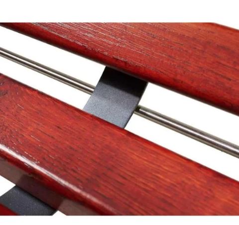 Banc public en bois exotique et acier - pieds en fonte - Lublin, longueur 2000 mm_4