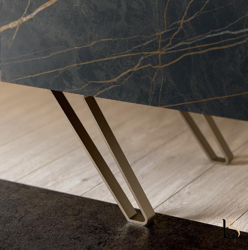 Meuble 4 portes Bloom - Quadrifoglio. - Noir désire brillant, Or, Laqué anthracite / noir désire brillant_4