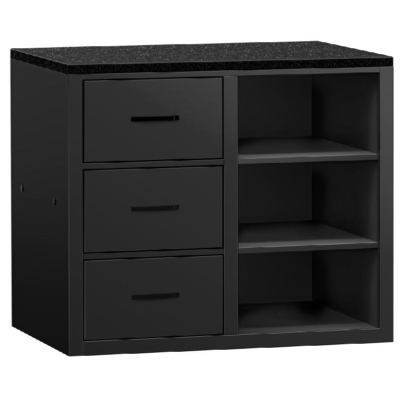 Comptoir-caisse MADRID - 1000 mm - Plateau de travail en granit noir - Noir mat_4