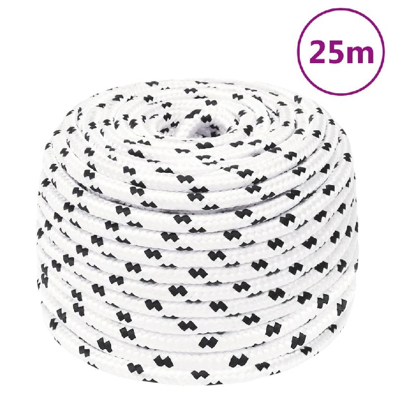 Vidaxl corde de bateau tressé blanc 10 mmx25 m polyester 152771_4
