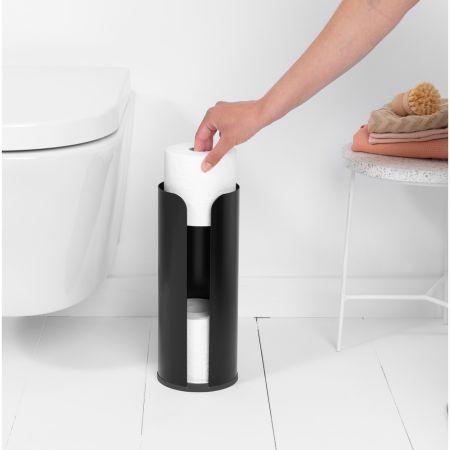 Distributeur de papier hygiénique ReNew - Matt Black - Brabantia - 3 rouleaux - Design minimaliste_4