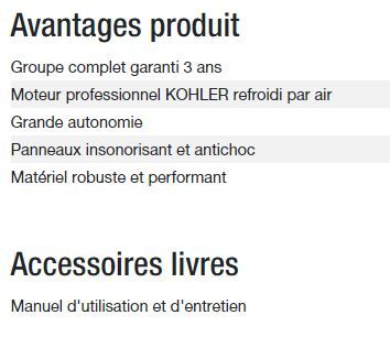 Prestige 3000 groupe électrogène - Kohler - 2,80 kW puissance maximale - 230V - 50Hz_4
