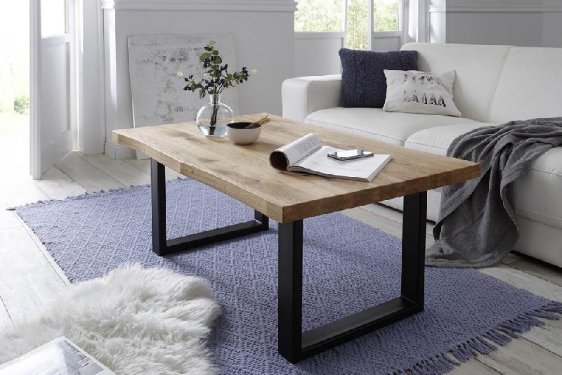 Table basse 110 cm - chêne massif et métal - style industriel et naturel_4