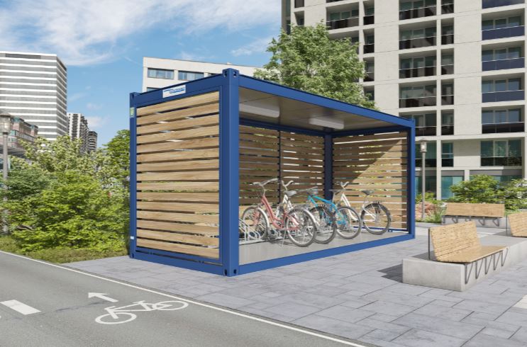 Module terrasse en bardage mélèze pour salle de pause ou abri