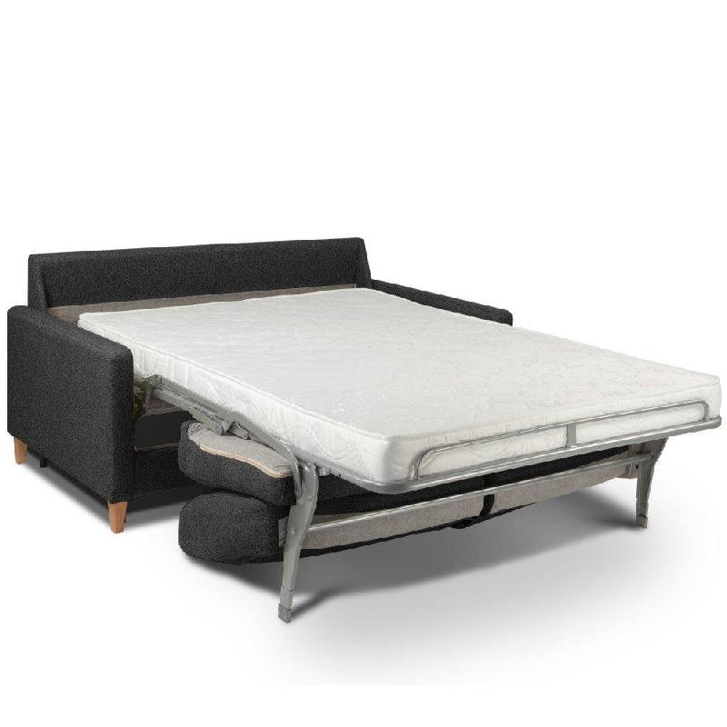 Canapé convertible OGGETTO - Matelas 16 cm - Système express - Sommier à lattes 120 cm - Velours noir - RENATONISI_4