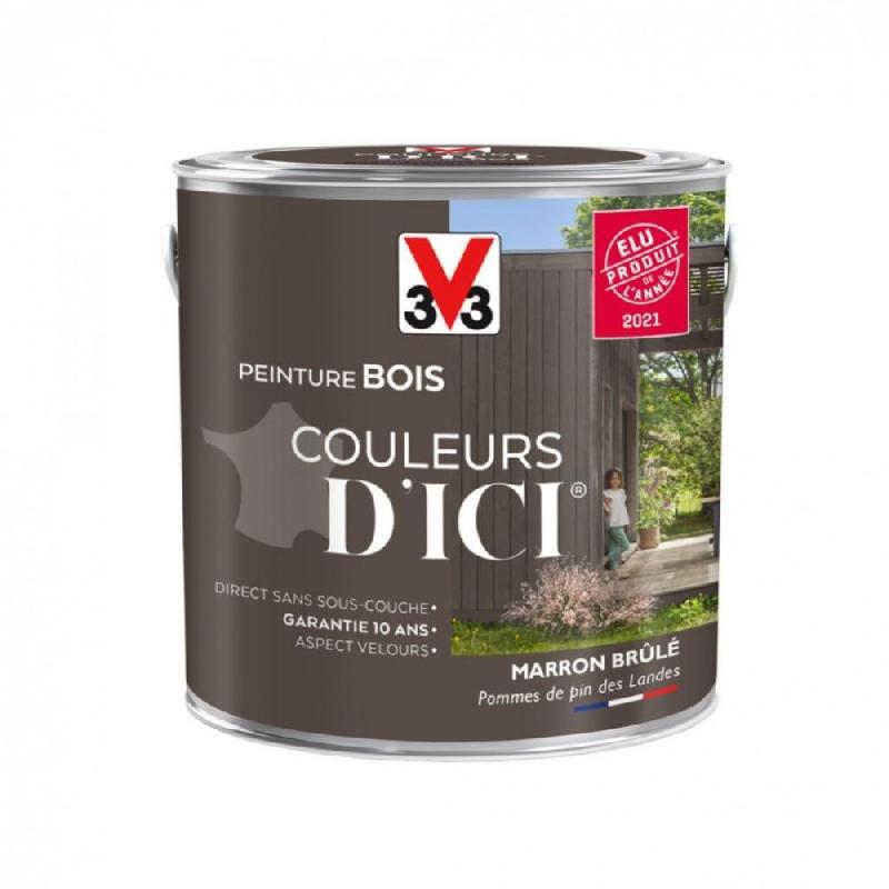 Peinture bois extérieur couleurs d'ici® V33 - Marron brûlé velours 2L - Ultra-couvrante et résistante 10 ans_4