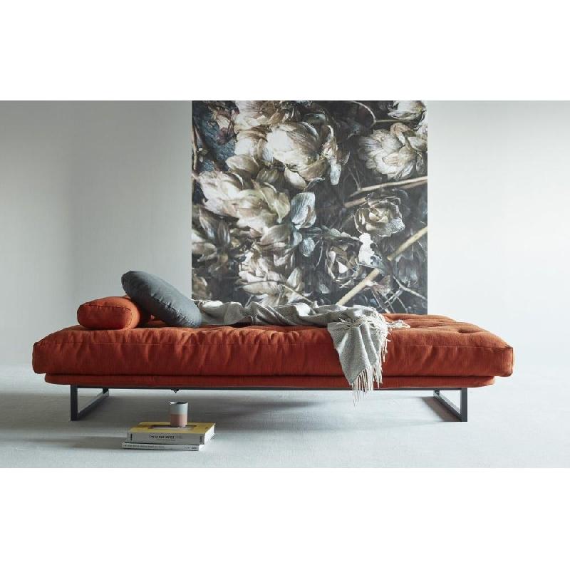 Canapé clic-clac convertible Innovation Living Fraction - 140x200 cm - Capitonné tissu Elegance Paprika_4