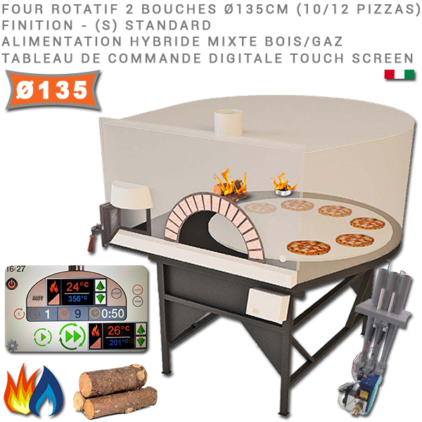 Four a pizza professionnel rotatif mixte bois/gaz_4