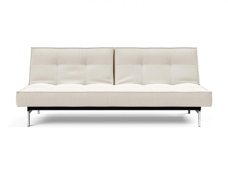 Innovation Living - Canapé-lit Splitback Chrome convertible 115x210 cm - Tissu bouclé Off White_4