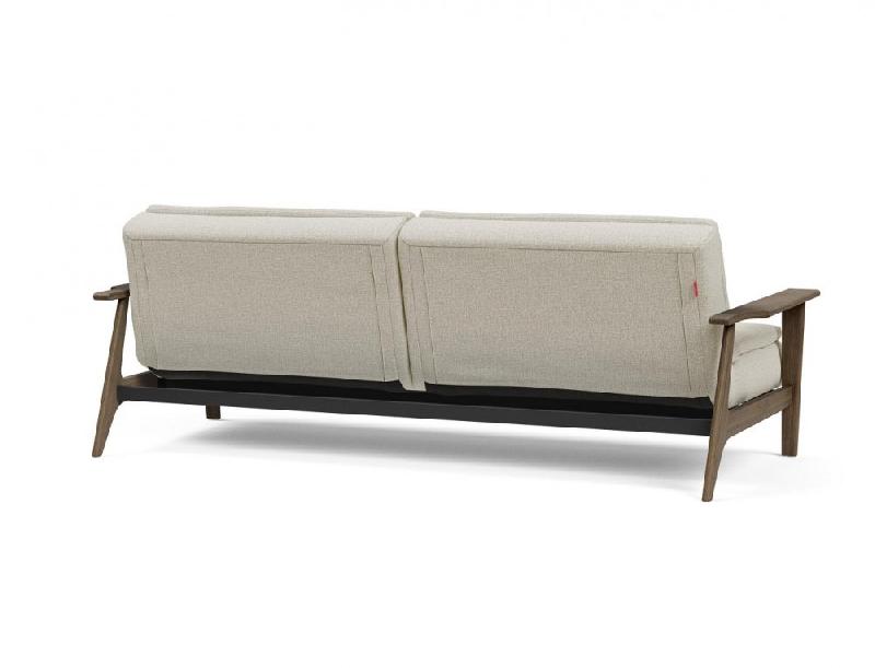 INNOVATION LIVING - Canapé lit design DUBLEXO Frej tissu Mixed Dance Natural - Convertible 115x210 cm avec accoudoirs laqués noirs_4