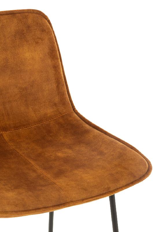 Chaise de bar Ratri - Velours ocre, piètement métal noir - Gamme avec tabourets assortis_4