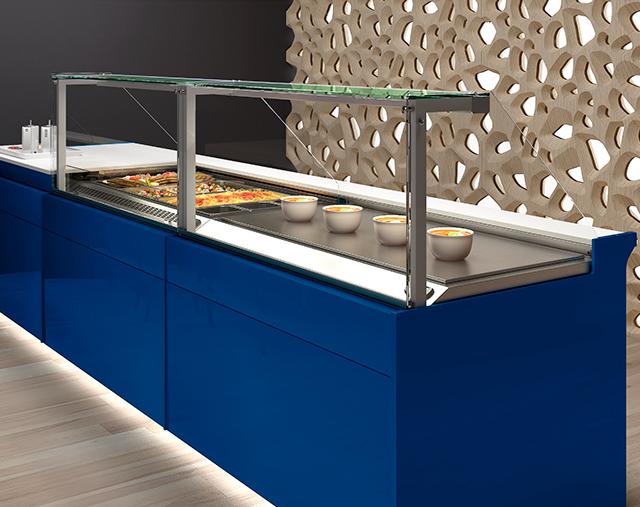 Vitrine KUBO pour cafétérias modernes avec design contemporain