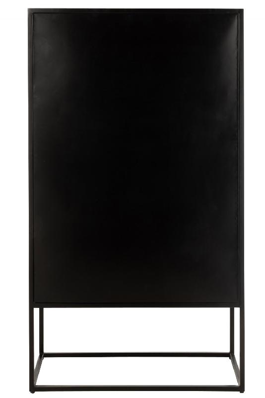 Meuble de rangement mural Jeno en métal et bois de manguier - Noir et marron - 2 portes avec compartiments ouverts_4