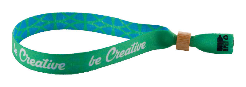 Bracelet festival personnalisé en polyester RPET - Fermoir bambou - Impression recto-verso_4