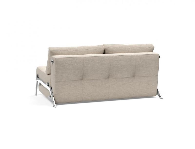 Innovation Living - Canapé design convertible Cubed 02 Chrome 160 en tissu Blida Sand Grey - Couchage 160x200 cm_4