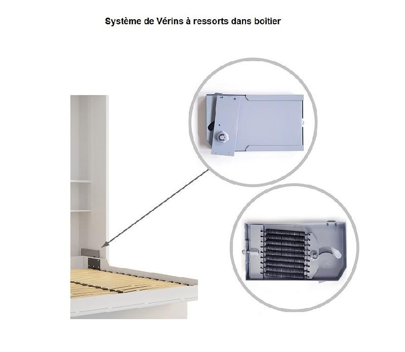 Composition armoire lit escamotable Fidji Sofa - couchage 140x200 avec colonnes de rangements intégrées et canapé blanc cassé_4