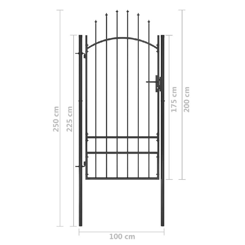 Vidaxl portail de jardin acier 1x2,5 m noir 146321_4
